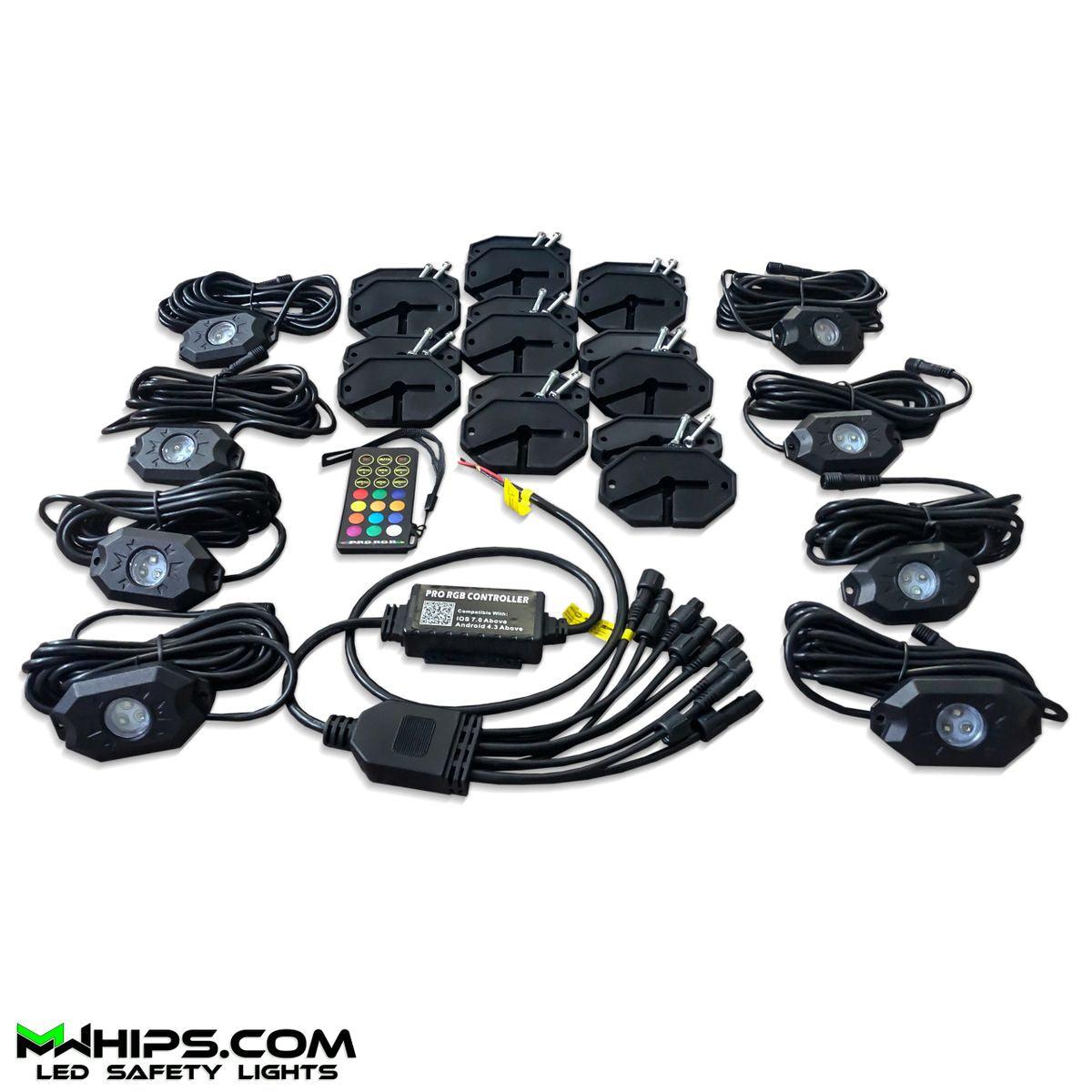 8PC T2 BLUETOOTH RGB ROCK KIT - Mwhips