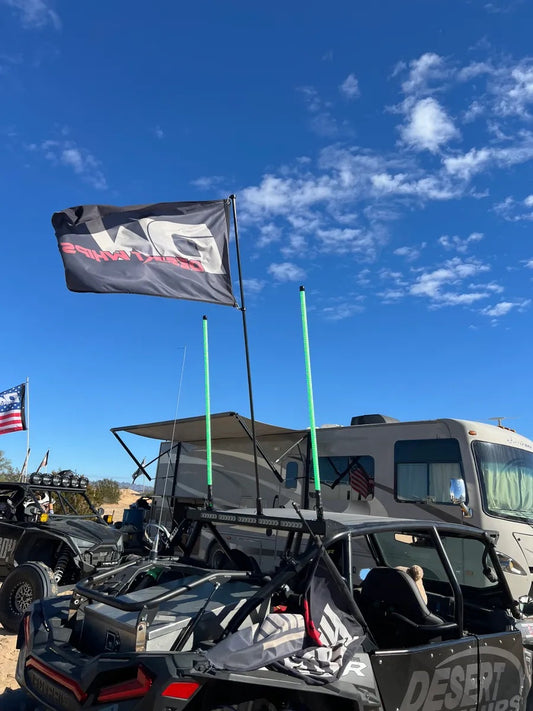 BUDGET FRIENDLY DAY WHIPS WITH BLACK FLAGS TALL