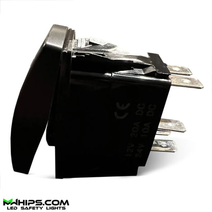 BUMPER LIGHTS - DUAL BLUE LED, 5 PIN, 20A/12V ON/OFF ROCKER SWITCH - Mwhips
