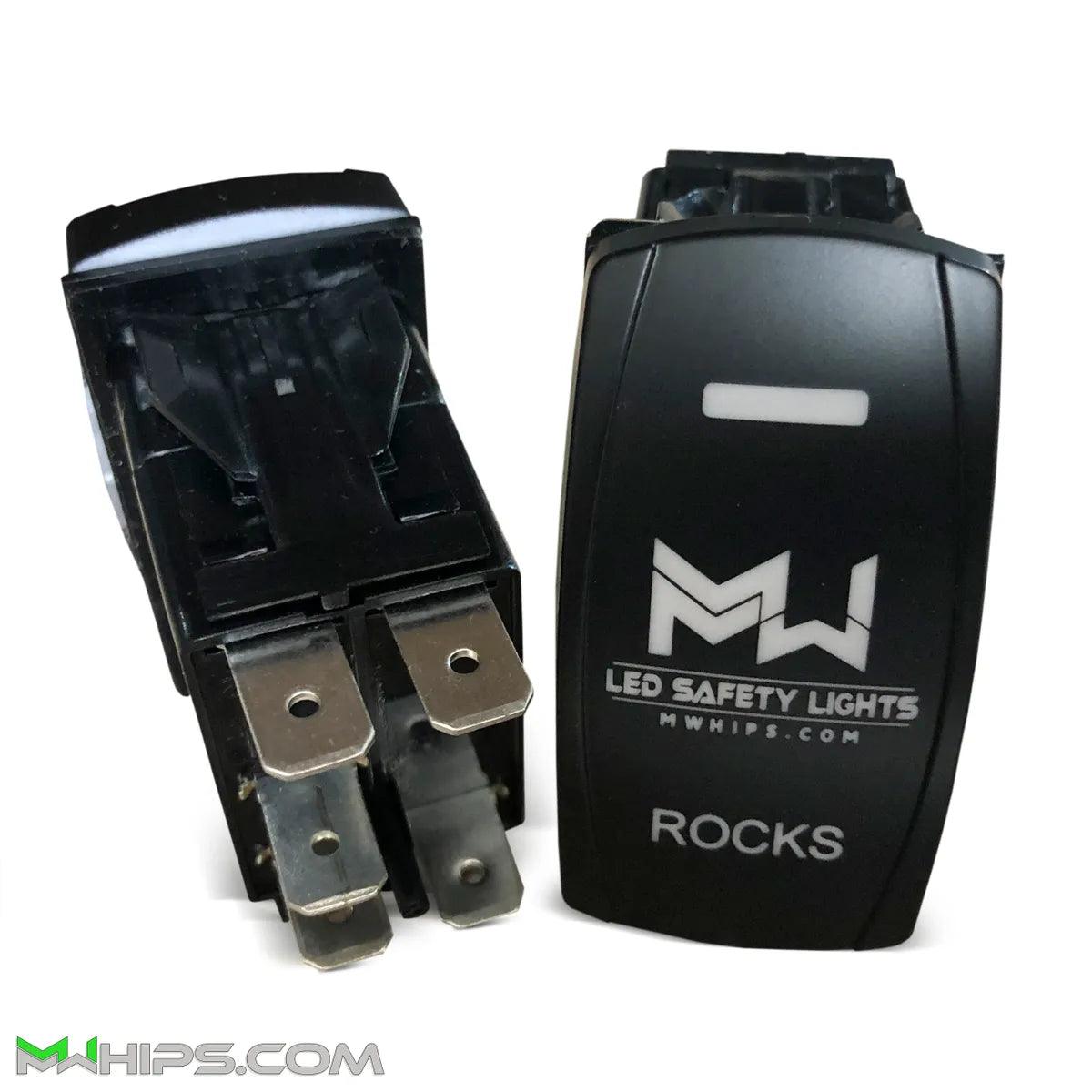 ROCKS - DUAL BLUE LED, 5 PIN, 20A/12V ON/OFF ROCKER SWITCH – Mwhips