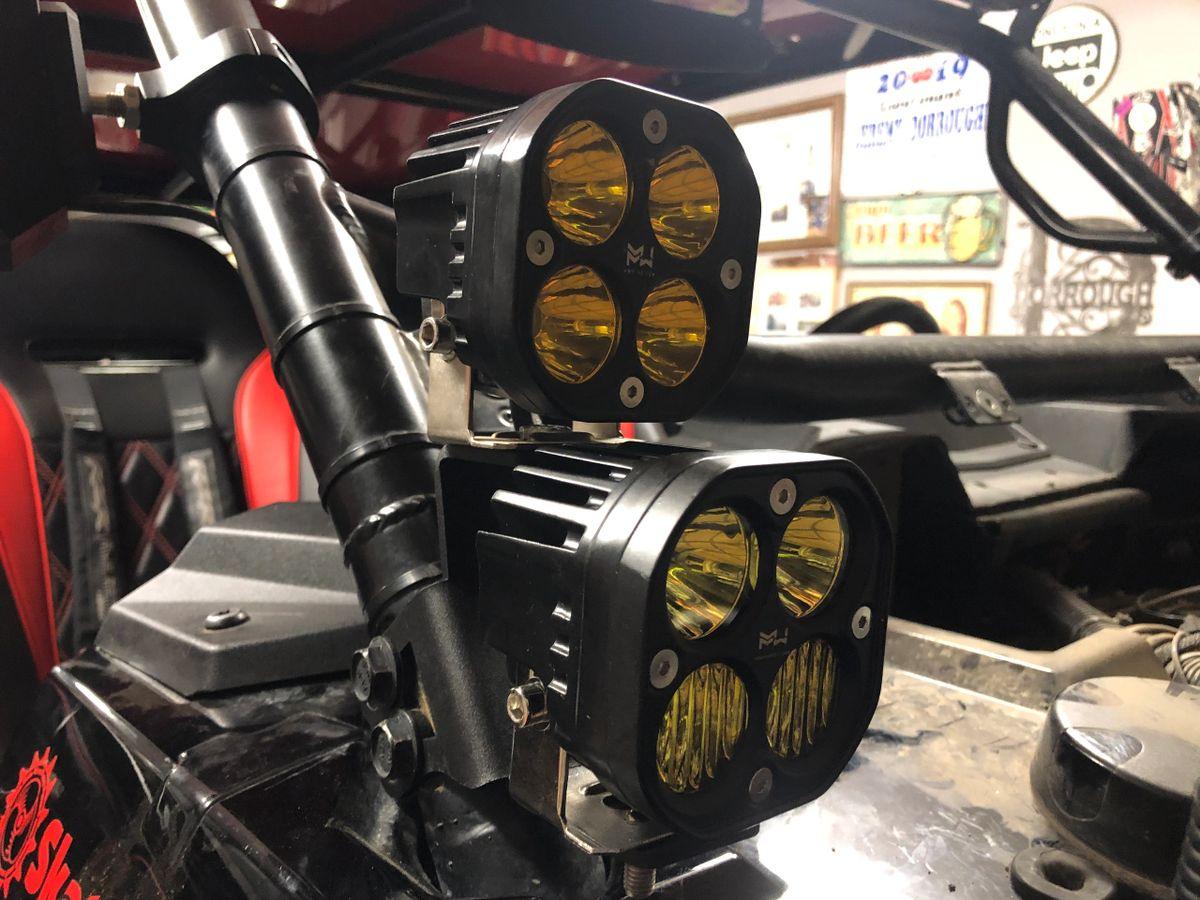 RZR A-PILLAR DUAL POD MOUNTING BRACKETS - PAIR - Mwhips