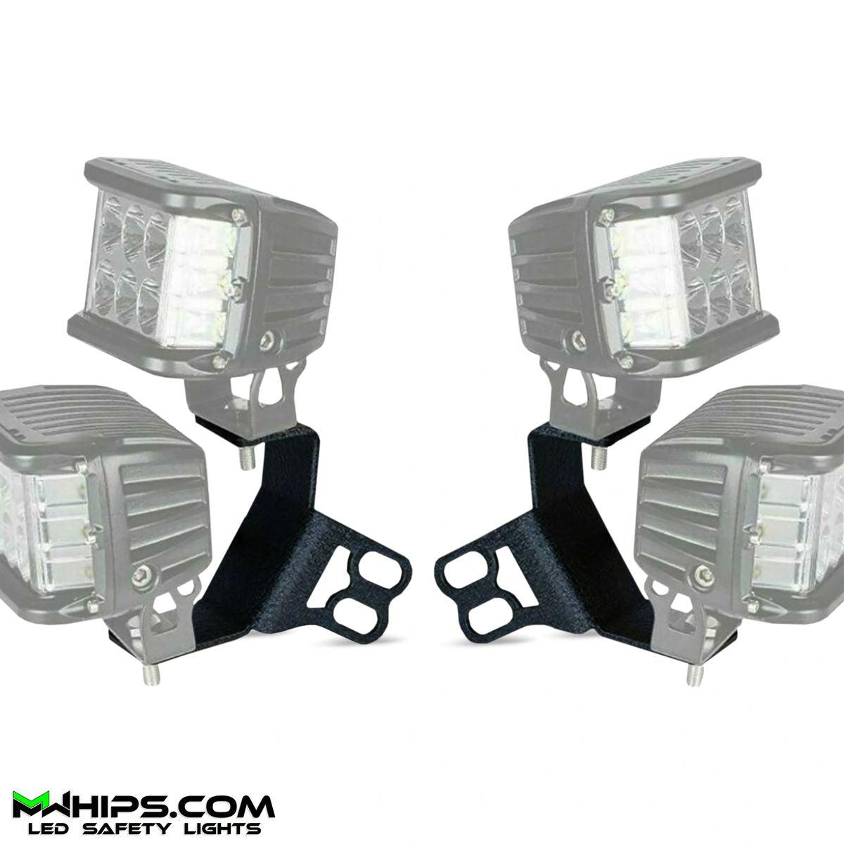 RZR A-PILLAR DUAL POD MOUNTING BRACKETS - PAIR - Mwhips